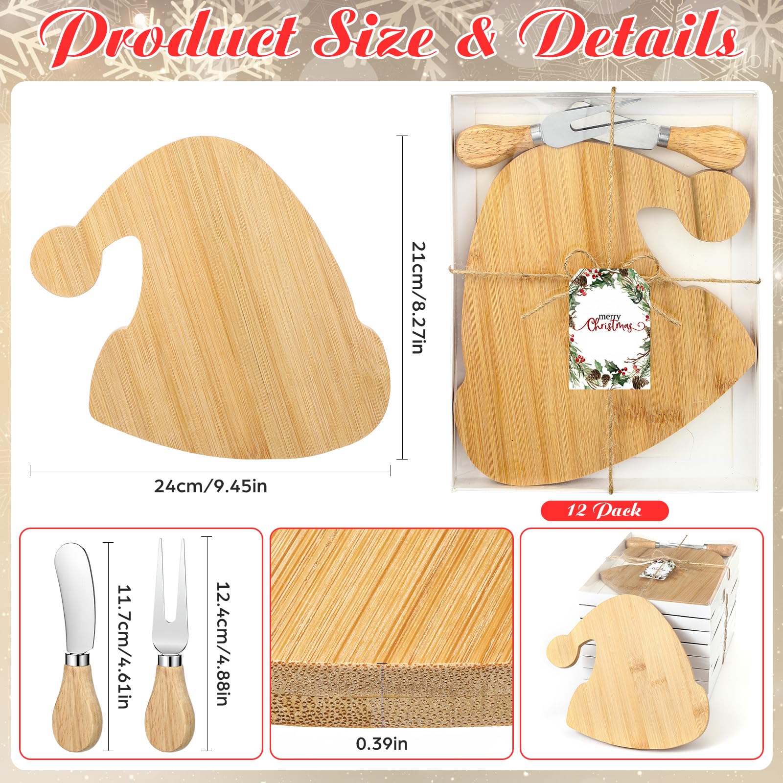Roshtia conjunto charcutería Navidad cuchillo queso, regalo listo para fiestas