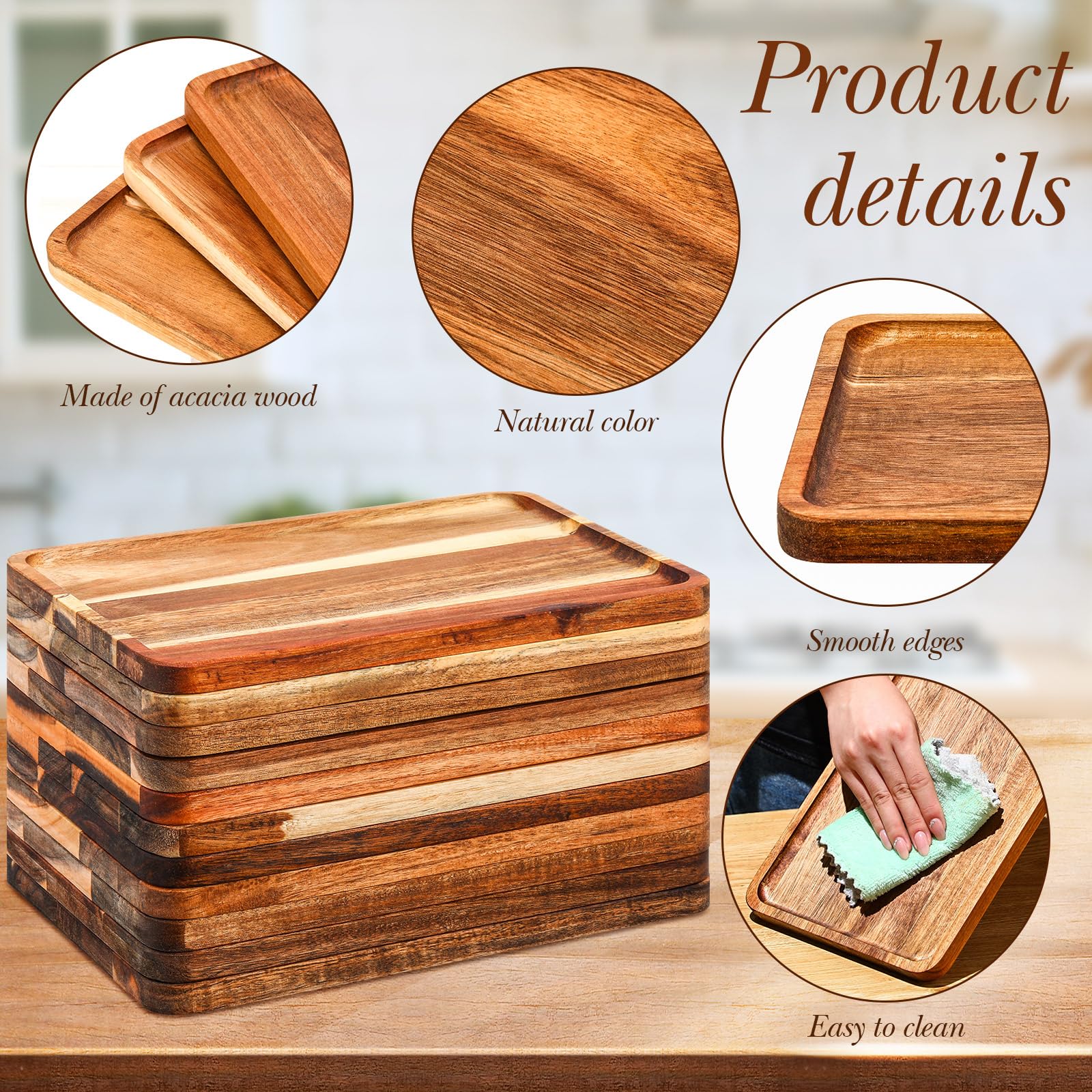 Roshtia plato madera acacia rectangular 8x12, charcutería y quesos en una pieza.