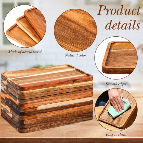 Roshtia plato madera acacia rectangular 8x12, charcutería y quesos en una pieza.