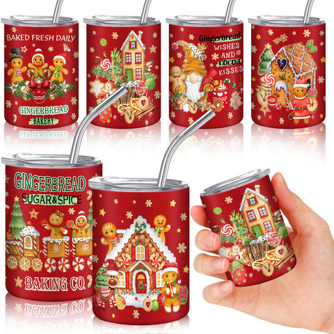Roshtia set de seis vasos mini shot gingerbread para cócteles festivos.