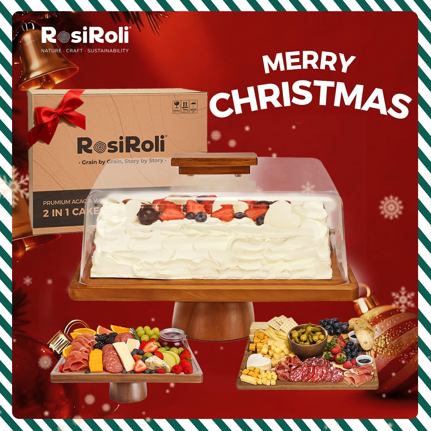 Rosiroli bandeja charcutería 14x11 ideal para quesos y frutas.