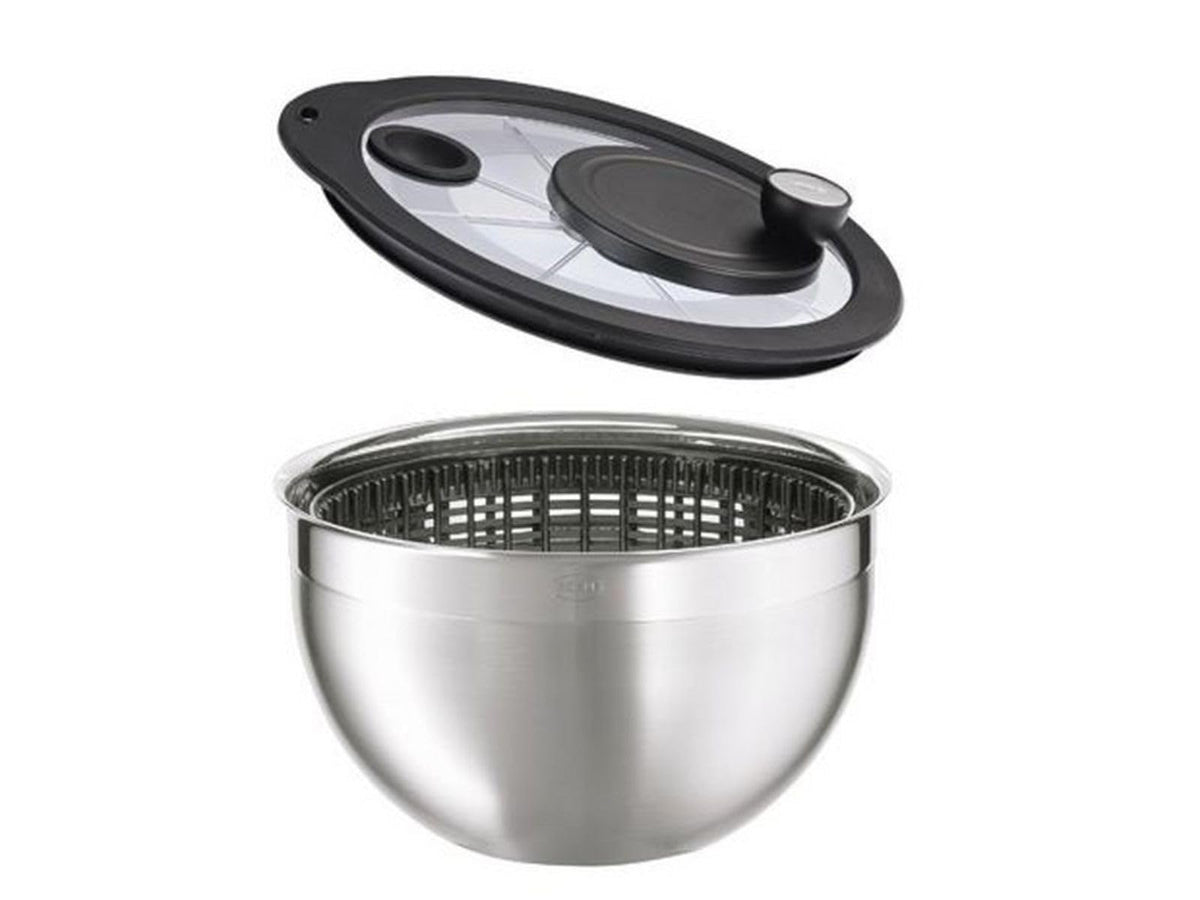 RÖSLE 15695 escurridor de ensalada grande con tapa de vidrio mantiene frescura.