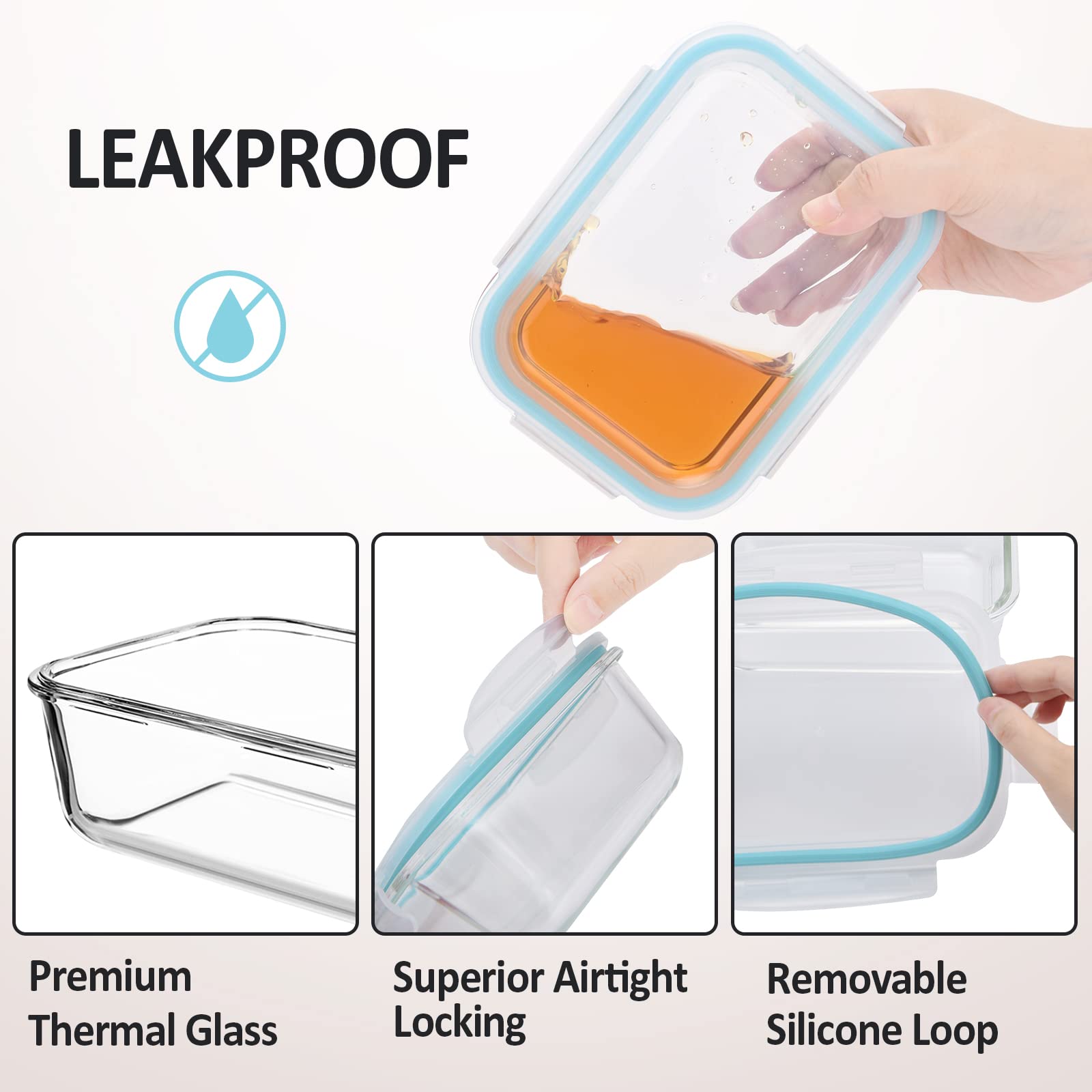 ROSOS contenedor rectangular 1000 ml, perfecto para comidas completas