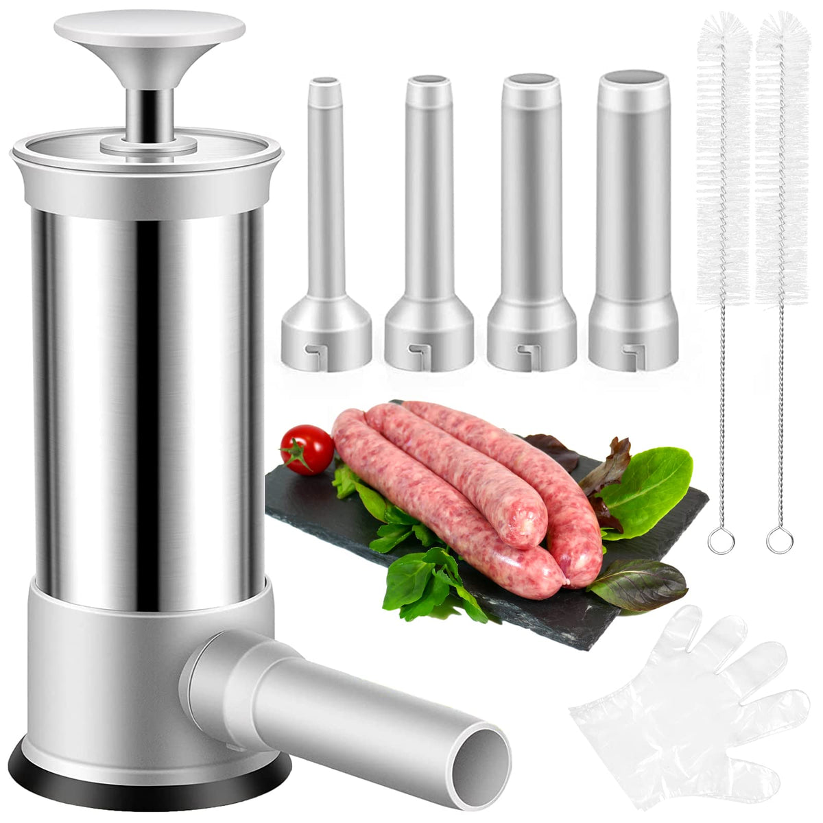 ROSROSE Prensa de salchichas vertical con tubo para rellenar fácilmente en casa.