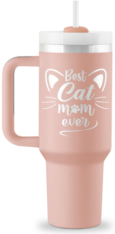 Taza Rostanten 40oz para mamás gatos con diseños vivos, regalo perfecto para amantes de los gatos.