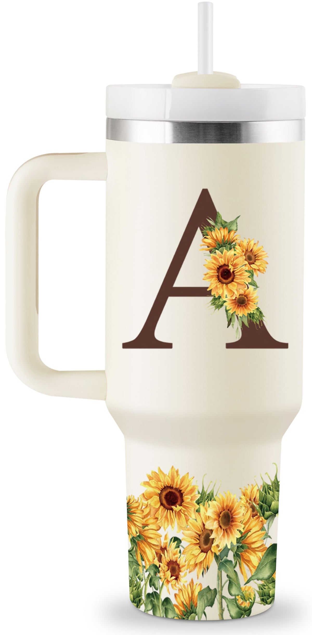 ROSTANTEN vaso termico girasol 40oz con asa y pajilla para uso diario
