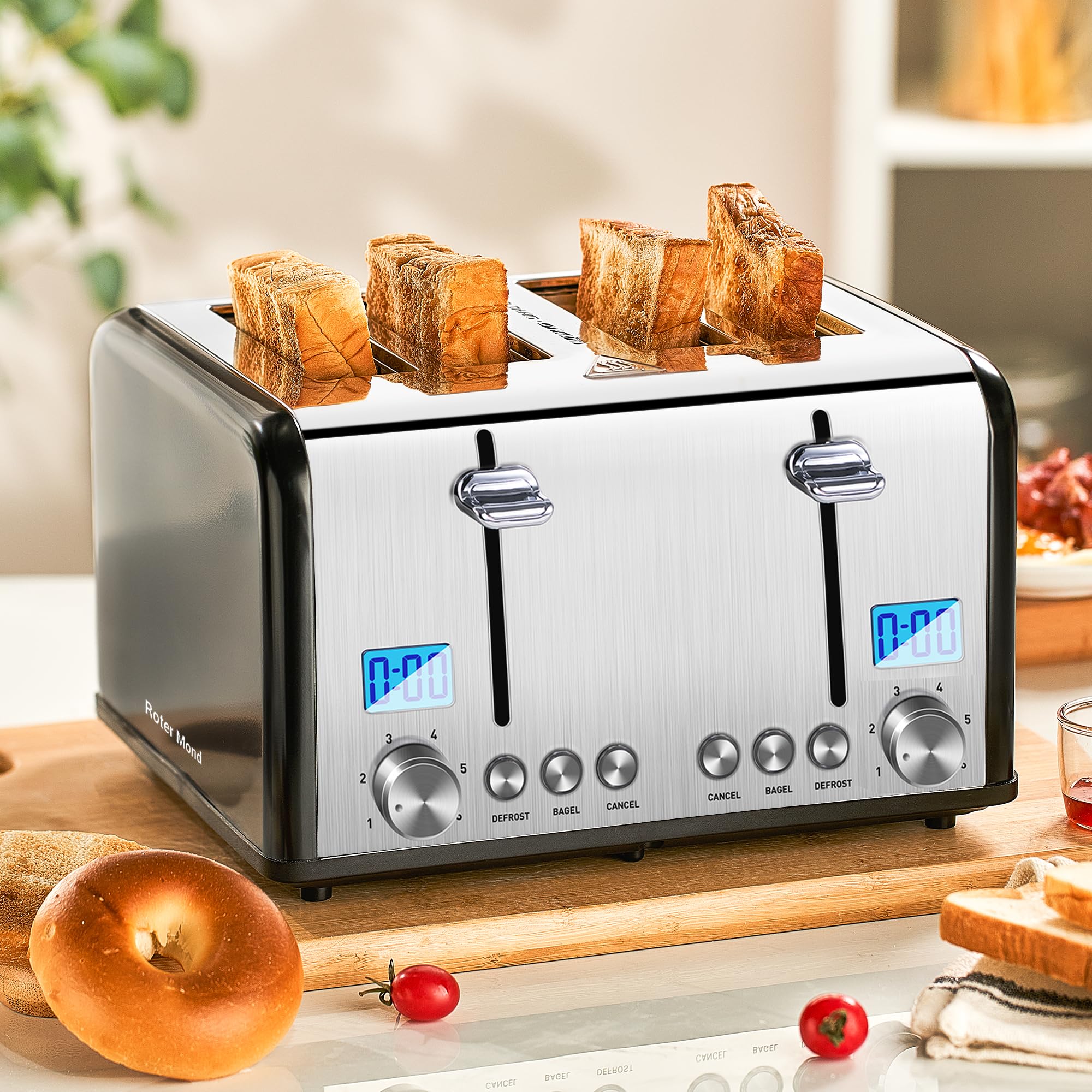 Roter Mond Tostadora diseño negro elegante para cocinas modernas