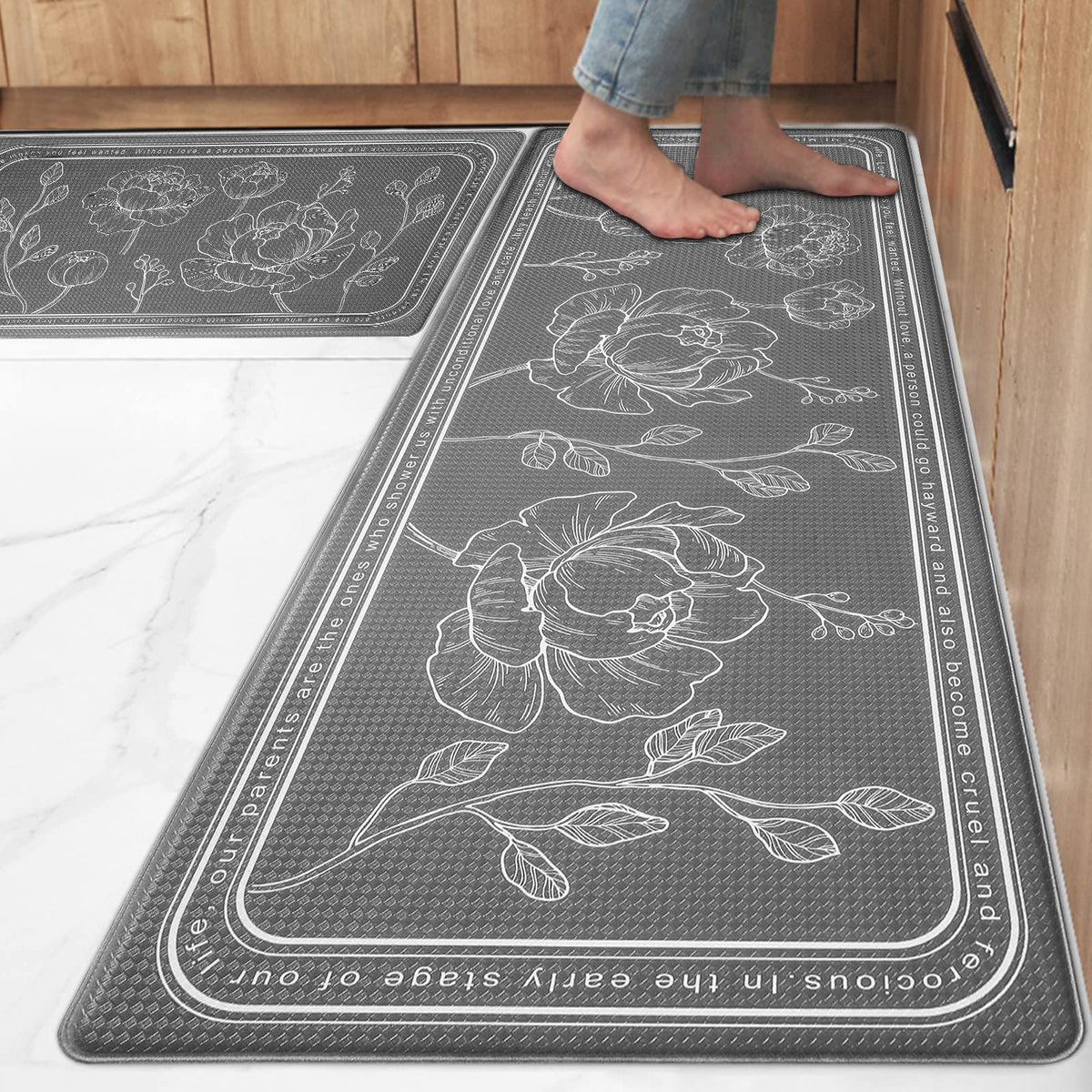 ROTTOGOON juego de alfombras para cocina 2 piezas, acolchadas para mayor comodidad al cocinar
