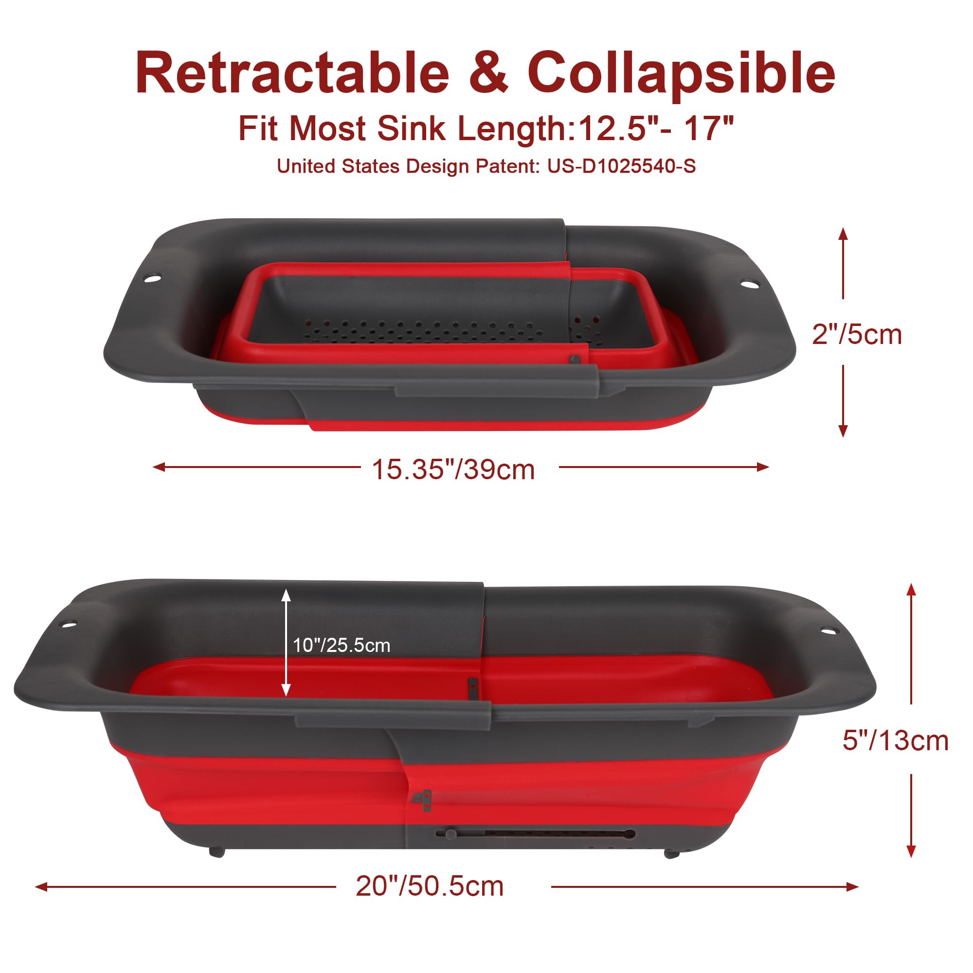 ROTTOGOON colador 7qt expandible con gran capacidad para verduras y frutas.