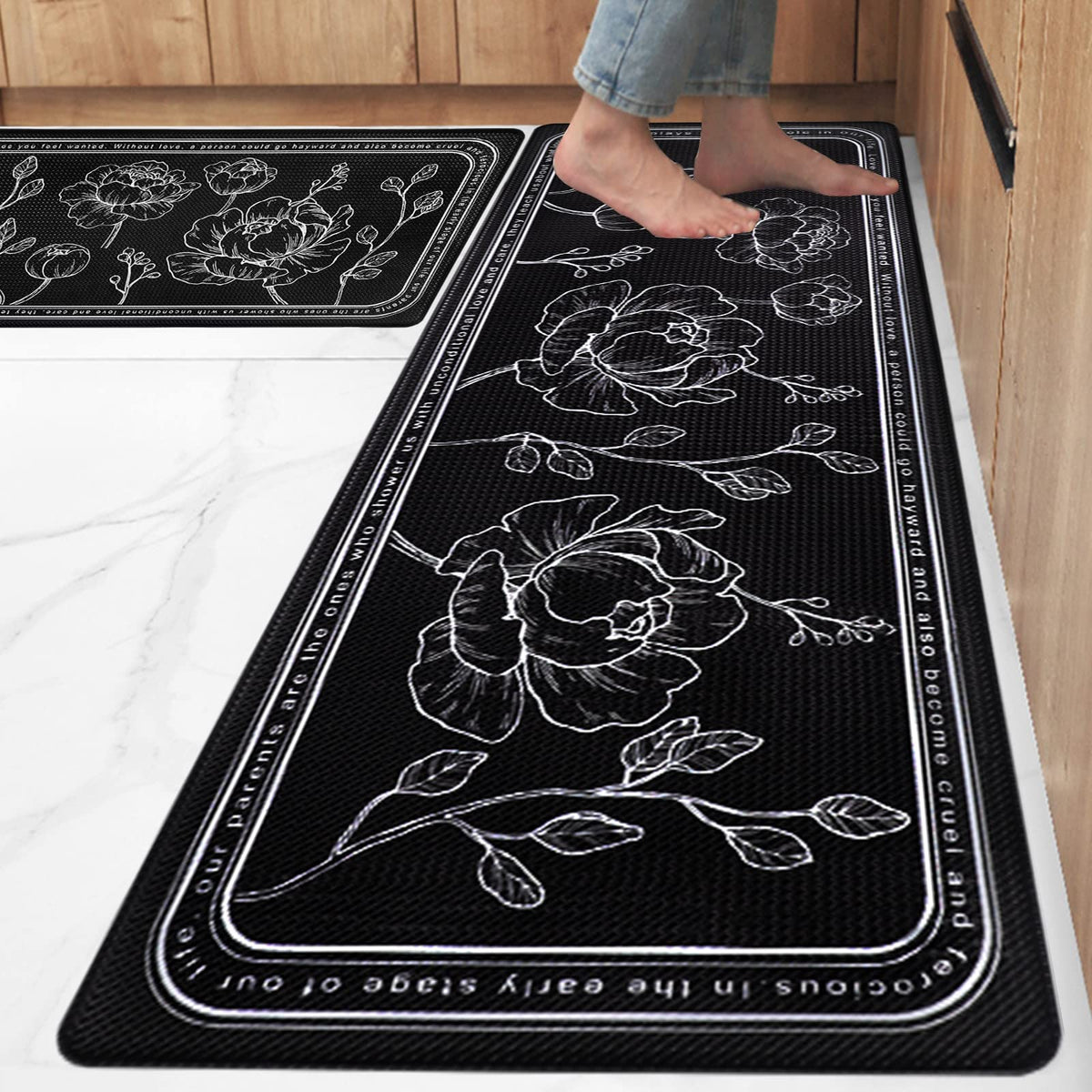 ROTTOGOON alfombra cocina anti-fatiga, juego de dos para cocinar de pie