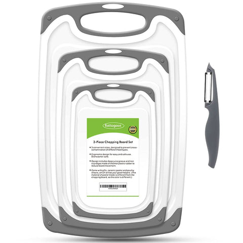 ROTTOGOON tablas de cortar en gris, juego de 4, para cortar con seguridad.