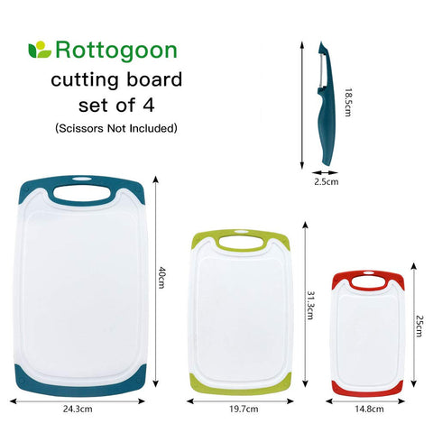 RottoGoon con base antideslizante y ranura para jugos para cortes más seguros.