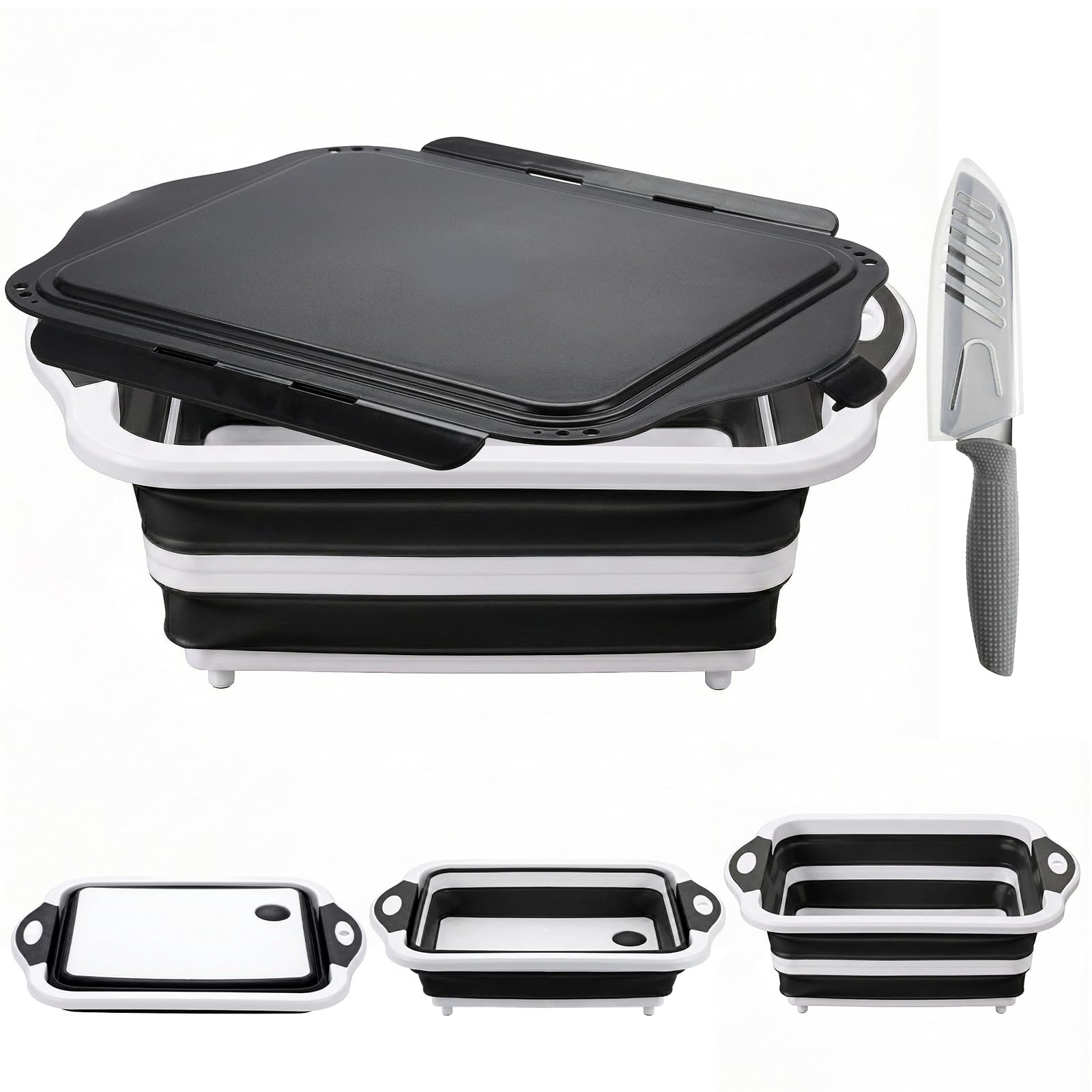 ROTTOGOON tub de preparación plegable para barbacoa con tapa, ideal para marinar y transportar.