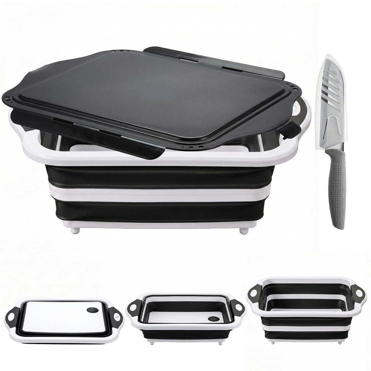 ROTTOGOON tub de preparación plegable para barbacoa con tapa, ideal para marinar y transportar.