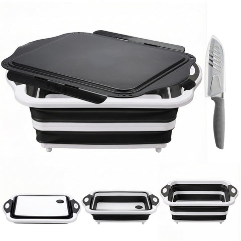 ROTTOGOON tub de preparación plegable para barbacoa con tapa, ideal para marinar y transportar.