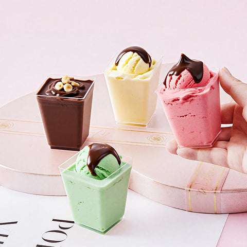 Rouceyxin opciones para postres desde yogur hasta tiramisú, presentación impecable.