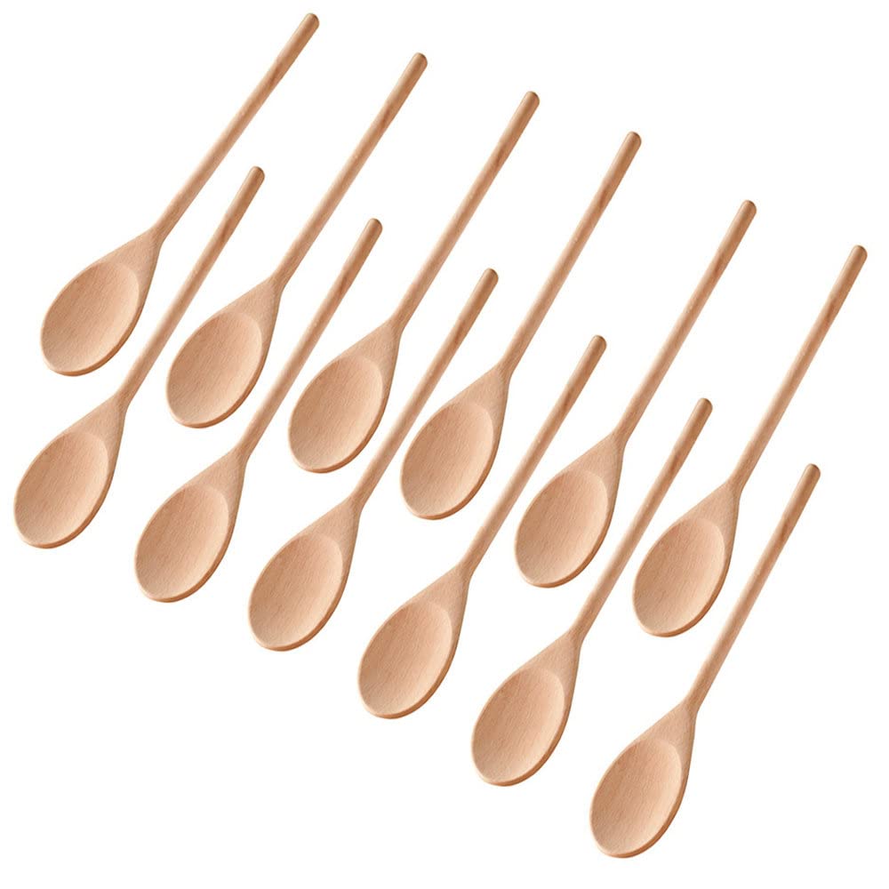 Cucharas de madera ROUNDSQUARE, juego de 12, ideales para mezclar y servir sin rayar superficies.