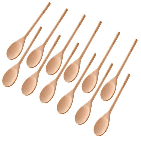 Cucharas de madera ROUNDSQUARE, juego de 12, ideales para mezclar y servir sin rayar superficies.