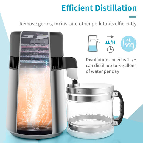 ROVSUN distilador de agua con acero inoxidable interior seguro y duradero.