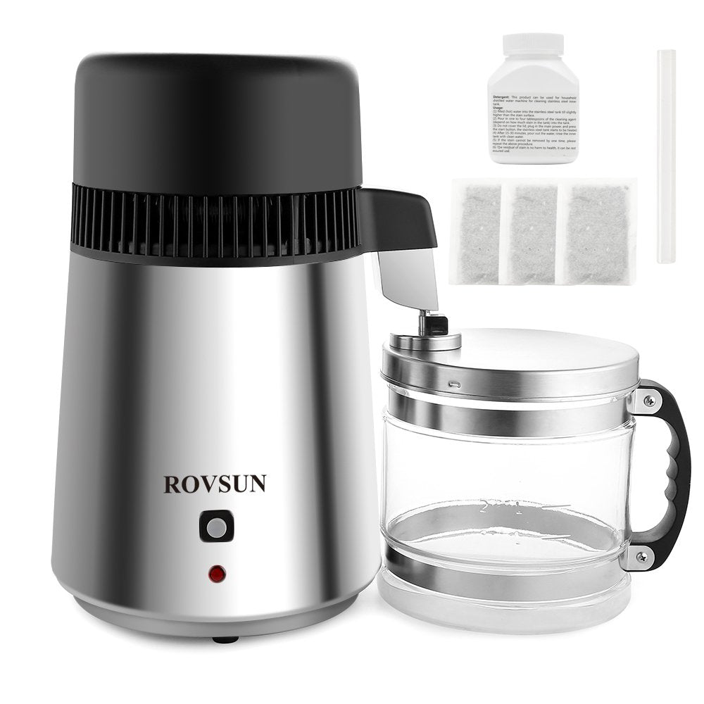 ROVSUN distilador de agua en encimera, ideal para uso diario en casa.