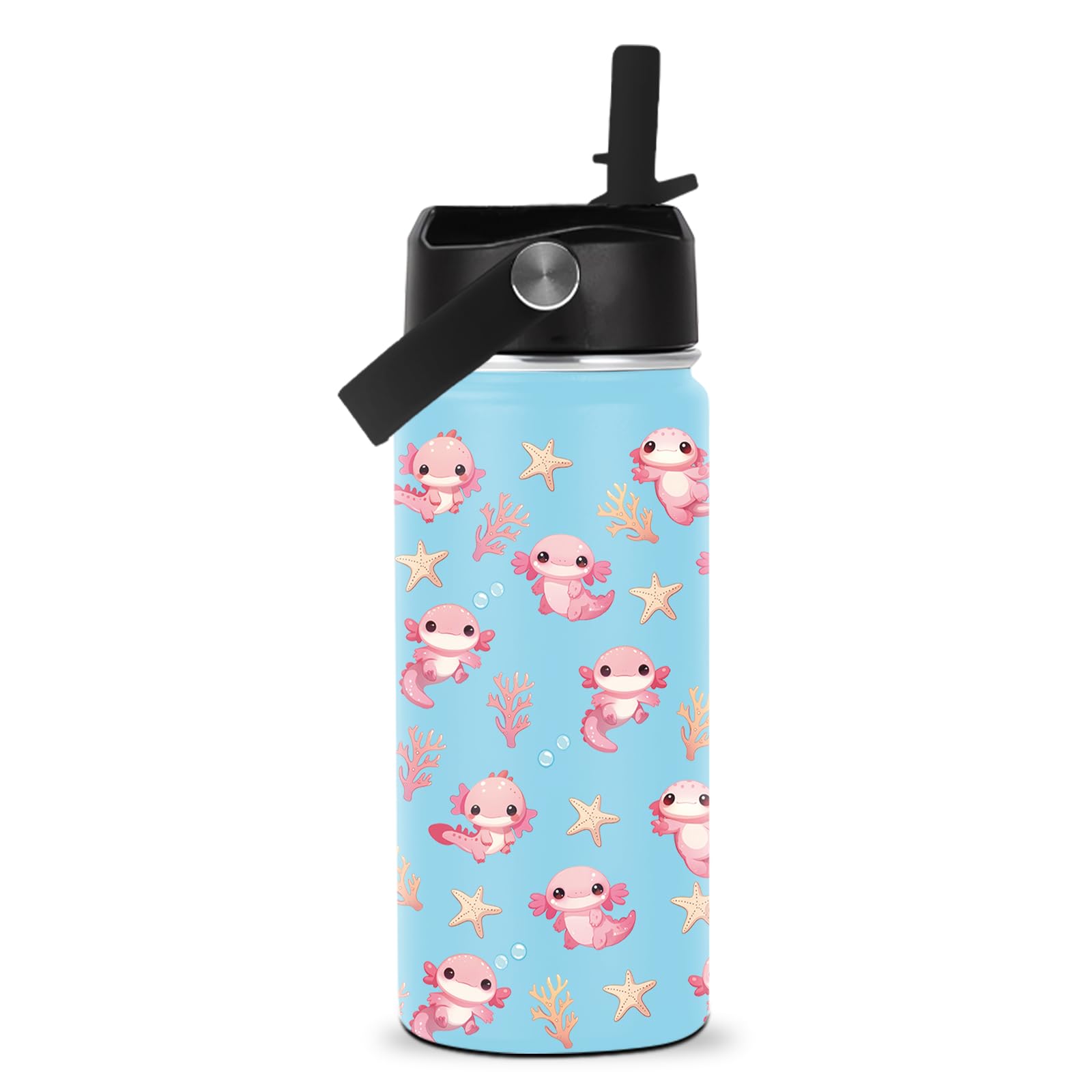 ROVOZAR botella axolote 16oz con diseño adorable para motivar la hidratación diaria