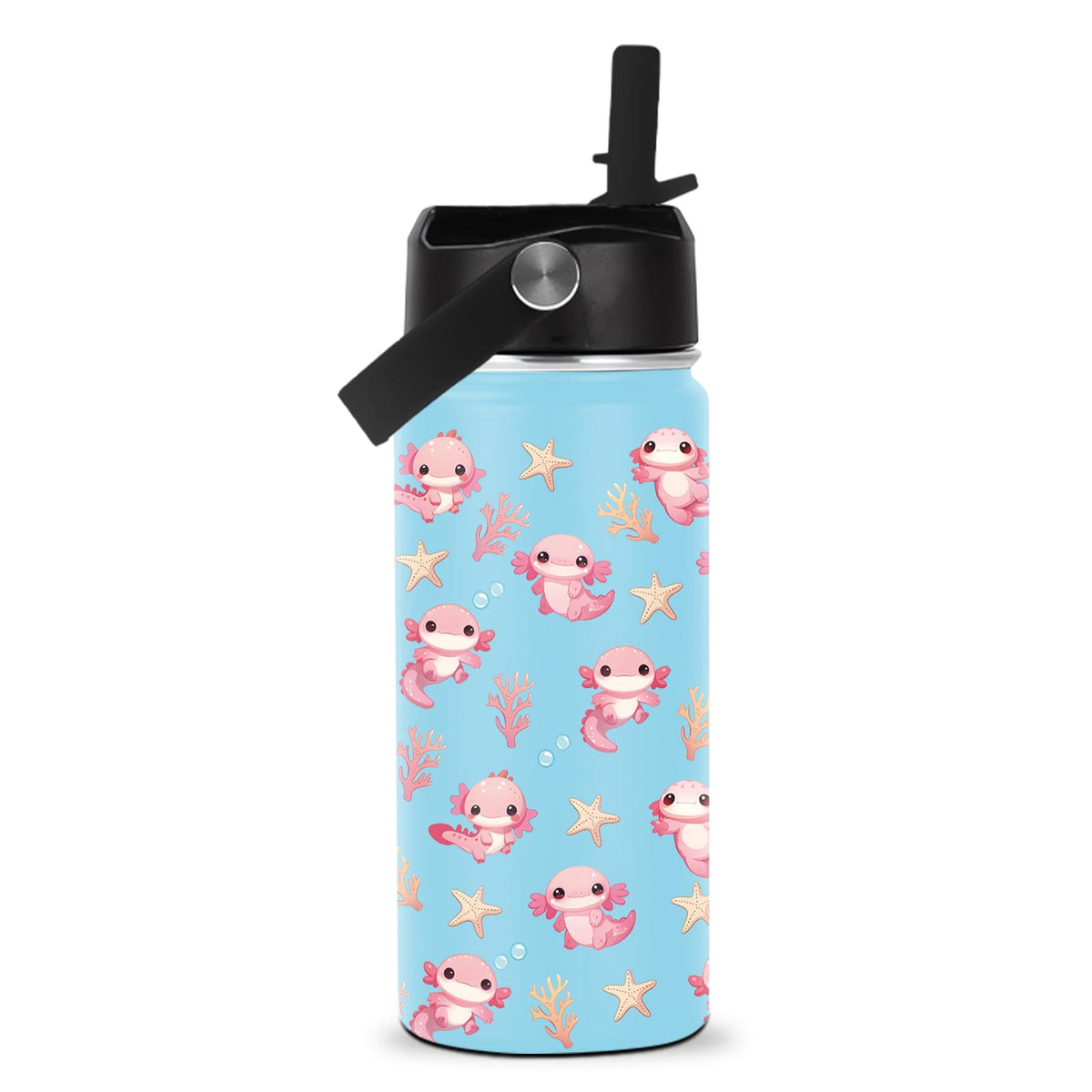 ROVOZAR botella axolote 16oz con diseño adorable para motivar la hidratación diaria