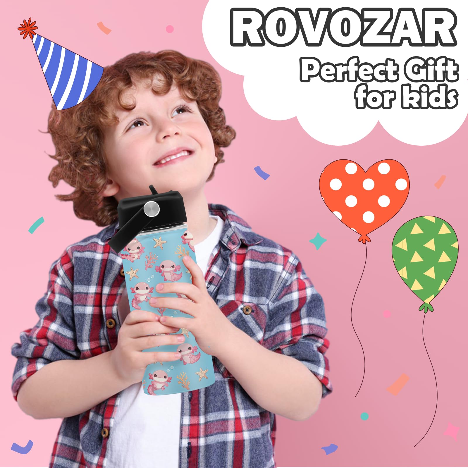 ROVOZAR tapa con pajita integrada facilita beber sin derrames durante actividades
