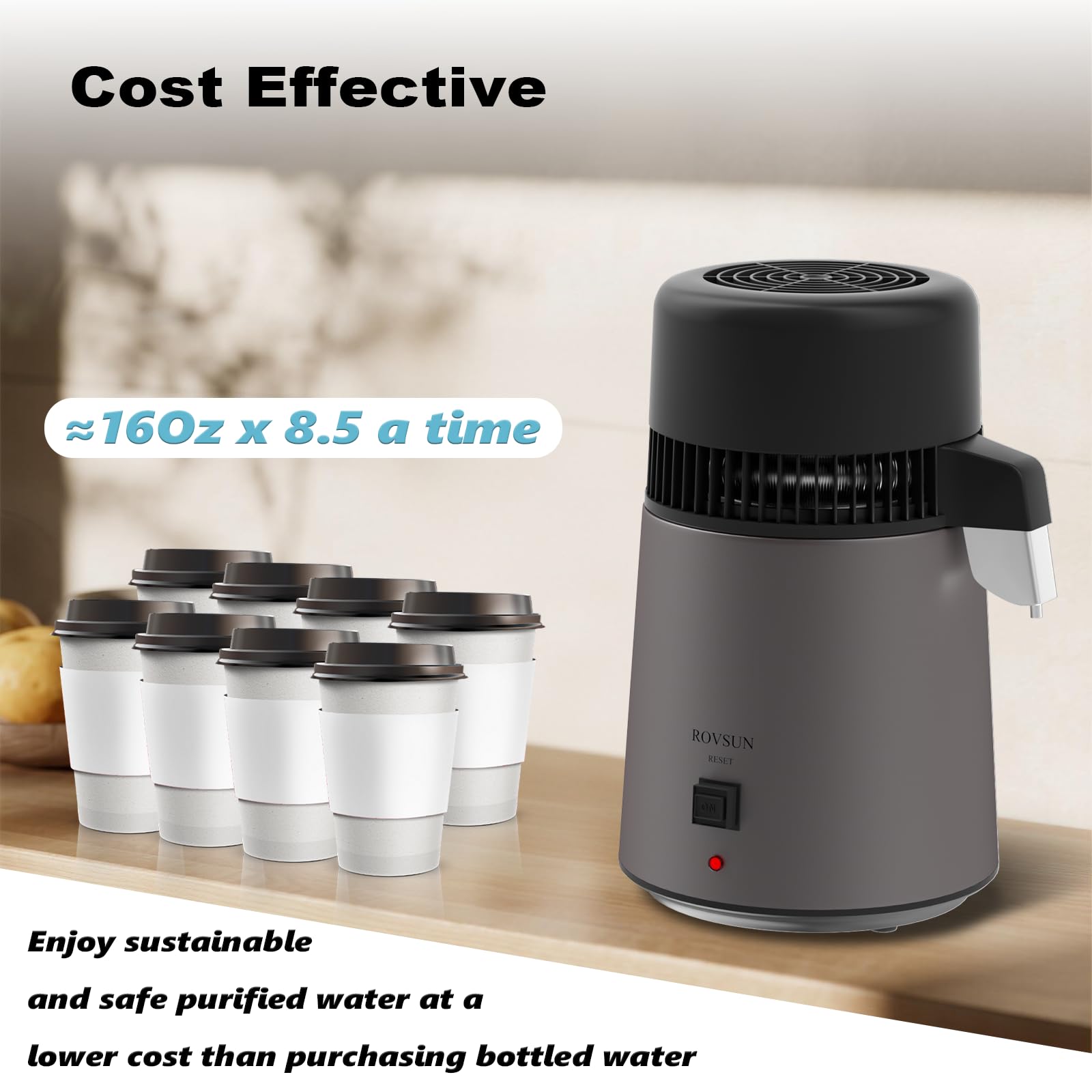 ROVSUN distilador agua interior acero inoxidable, duradero para purificar.