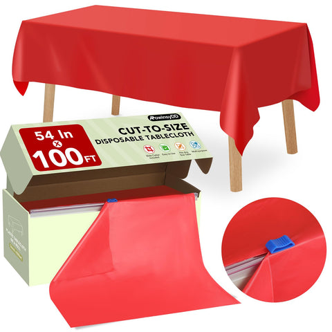 RowinsyDD mantel plastico rojo con cortador deslizante para cortar a medida fácilmente