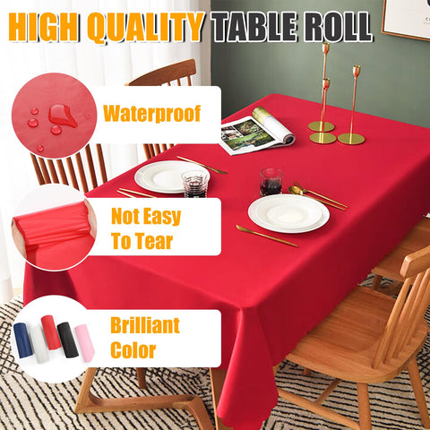 RowinsyDD mantel plastico rojo, puede cortarse para manteles rectangulares de 8 pies