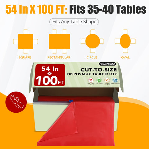 RowinsyDD mantel plastico rojo, facil de limpiar tras la comida