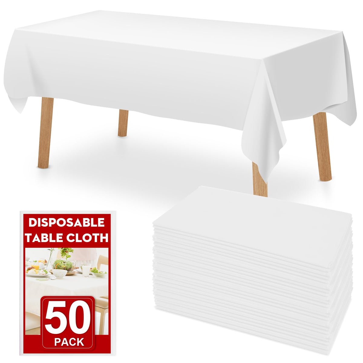 RowinsyDD pack de 50 manteles blancos desechables para proteger la mesa.