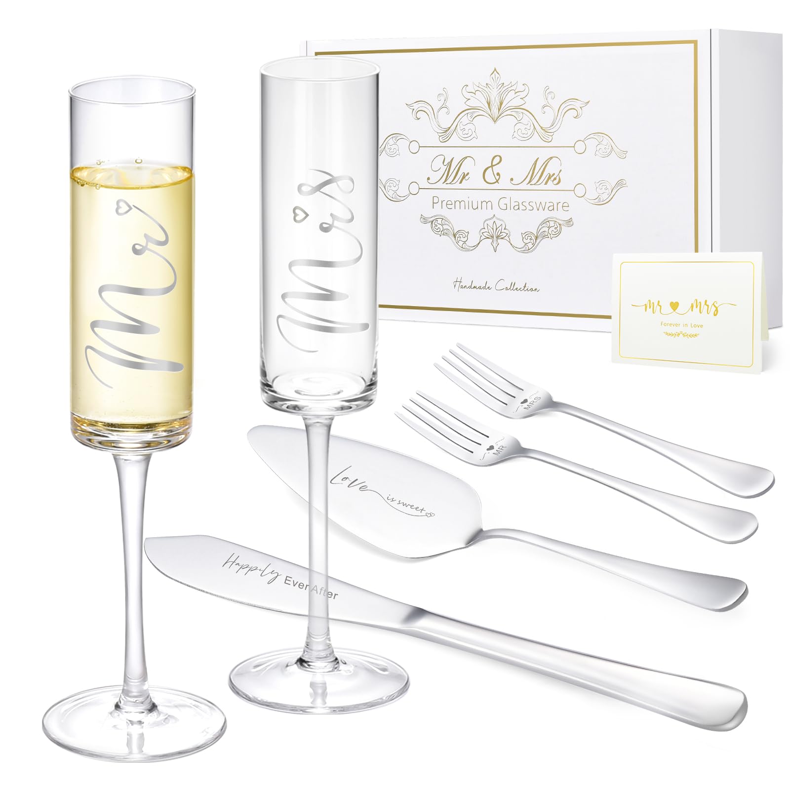 Conjunto ROXBURGH cuchillo de pastel y tenedores para servir con estilo en bodas