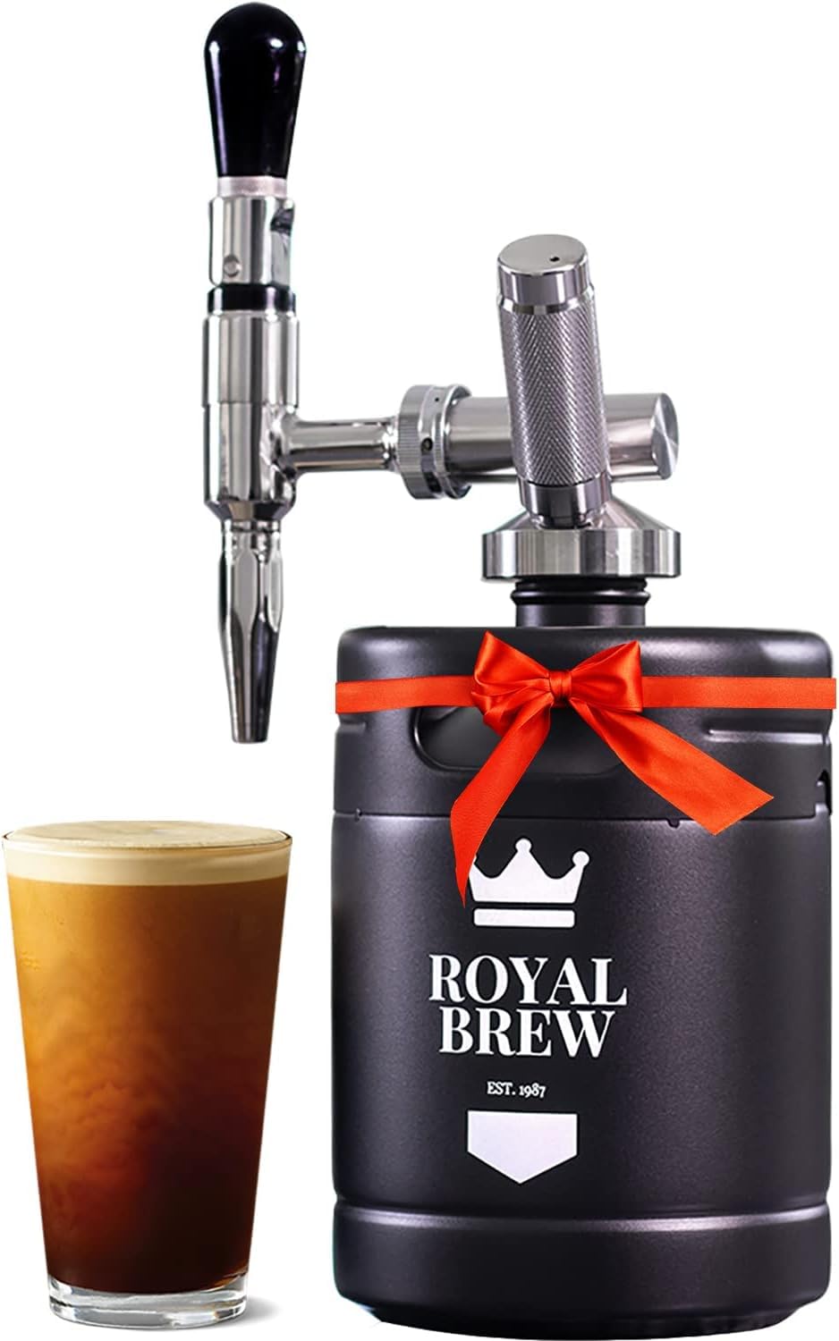 Royal Brew Nitro Cold Brew Maker frente: prepara café nitro en casa con estilo.