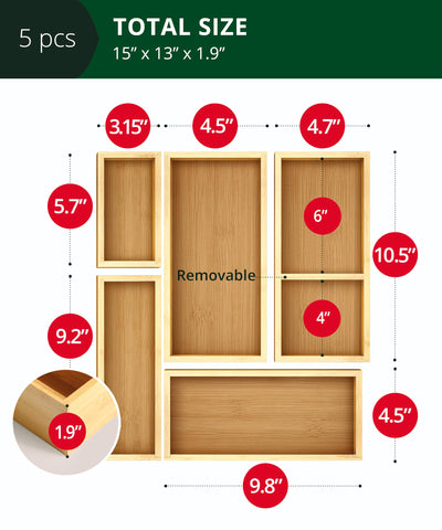 Bandejas de almacenamiento para cocina ROYAL CRAFT WOOD, fácil acceso a utensilios.