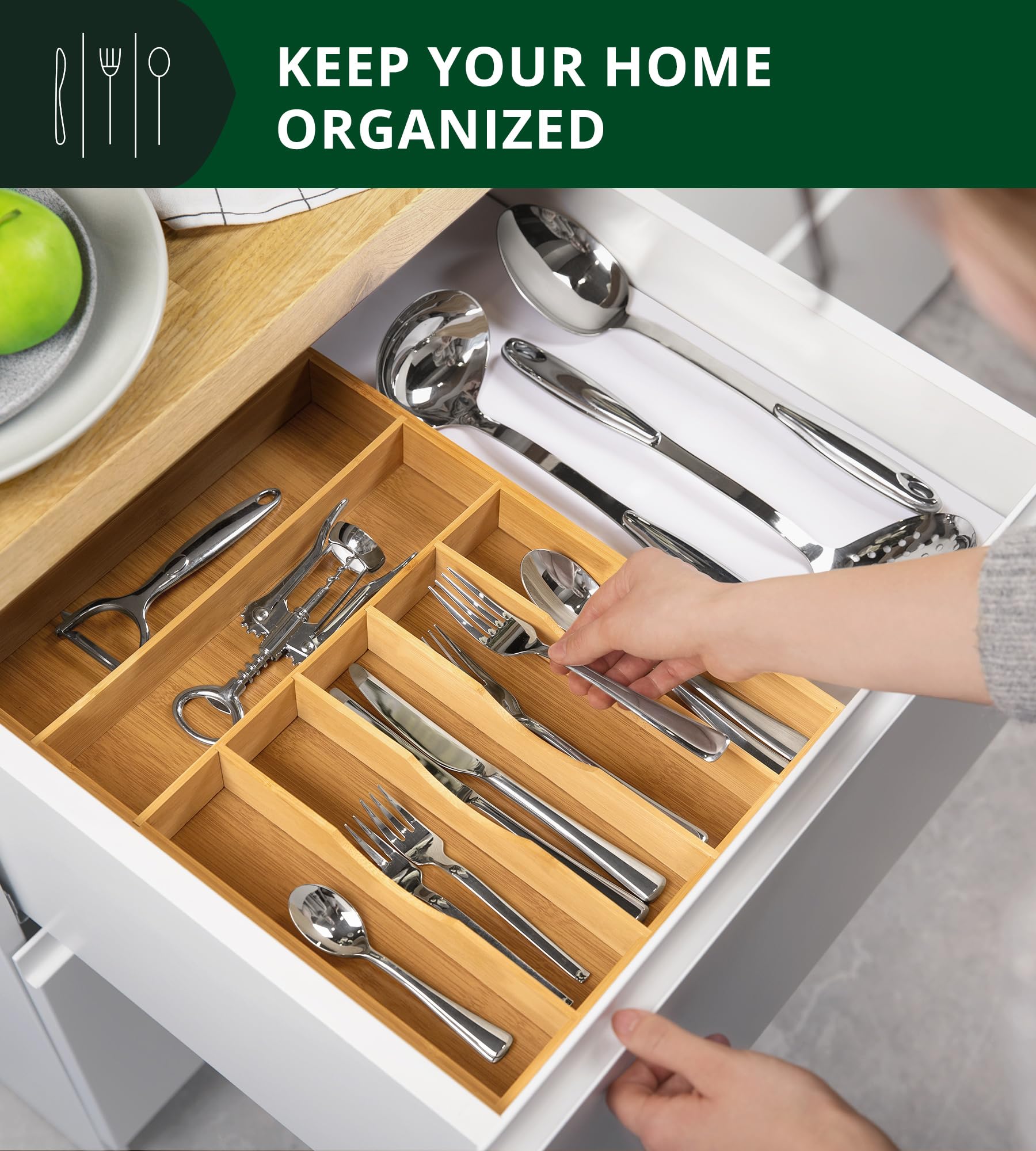 ROYAL CRAFT WOOD divisores-ranurados, separan utensilios y facilitan la visibilidad