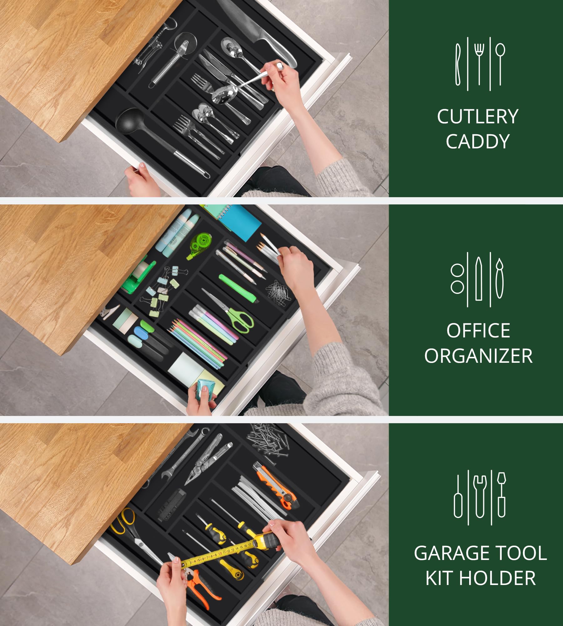Organizador fácil de limpiar de ROYAL CRAFT WOOD para cajones.