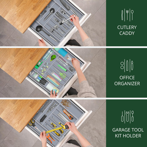 ROYAL CRAFT WOOD Organizador compacto para cajón en gris.