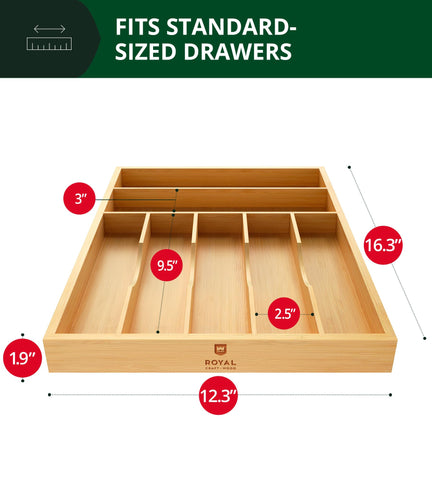 ROYAL CRAFT WOOD organizador-cubiertos-cajón, optimiza espacio y orden