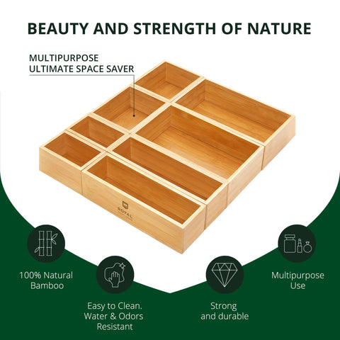 Organizador de maquillaje en bambú ROYAL CRAFT WOOD para acceso rápido.