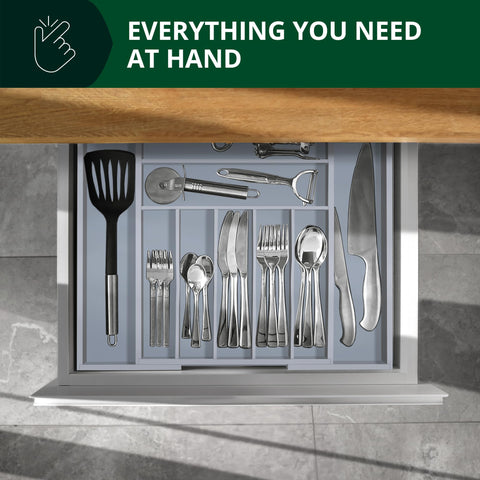ROYAL CRAFT WOOD Organizador de utensilios de cocina en gris para fácil acceso.