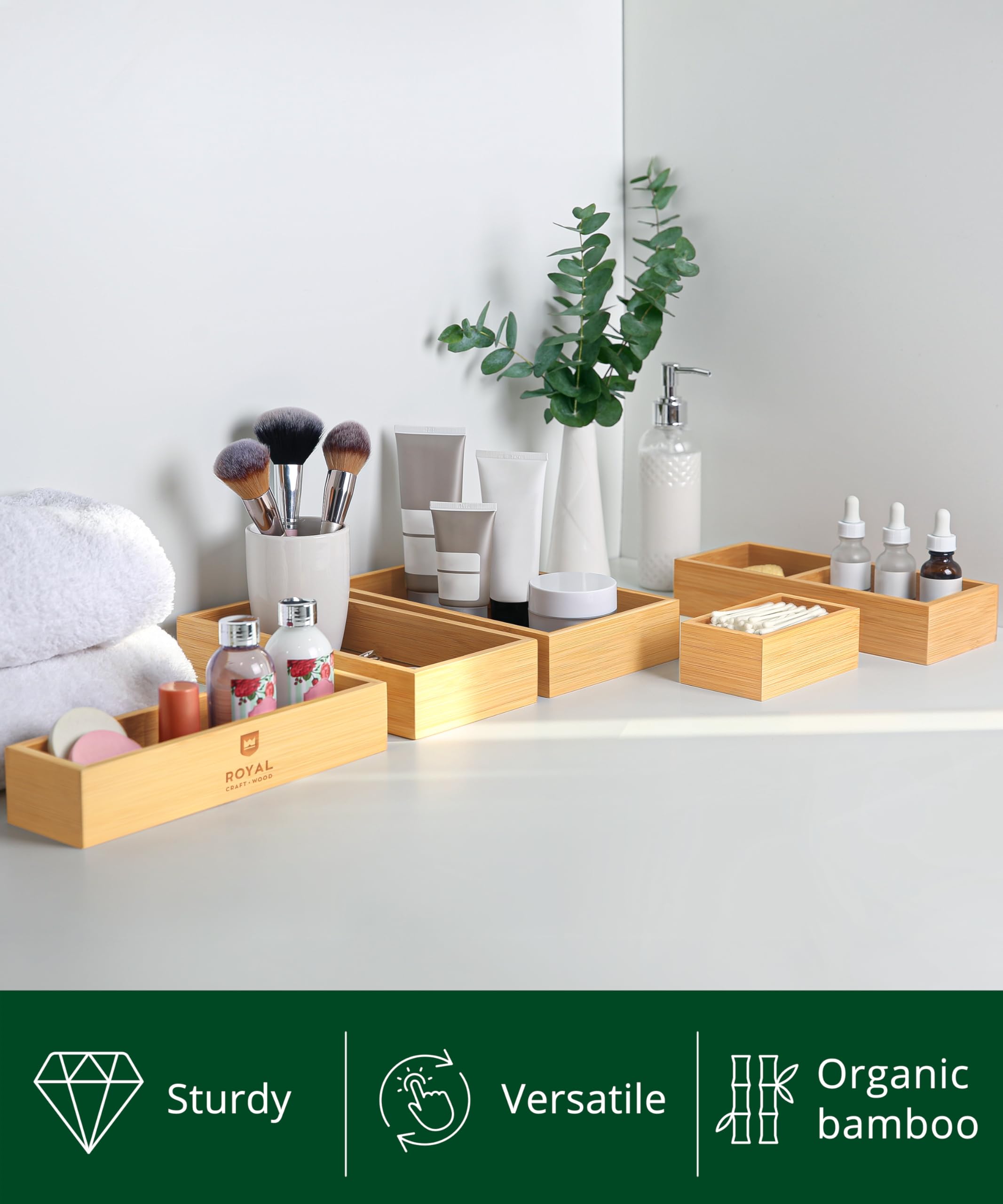 Organizadores para baño ROYAL CRAFT WOOD, alinea productos de tocador.