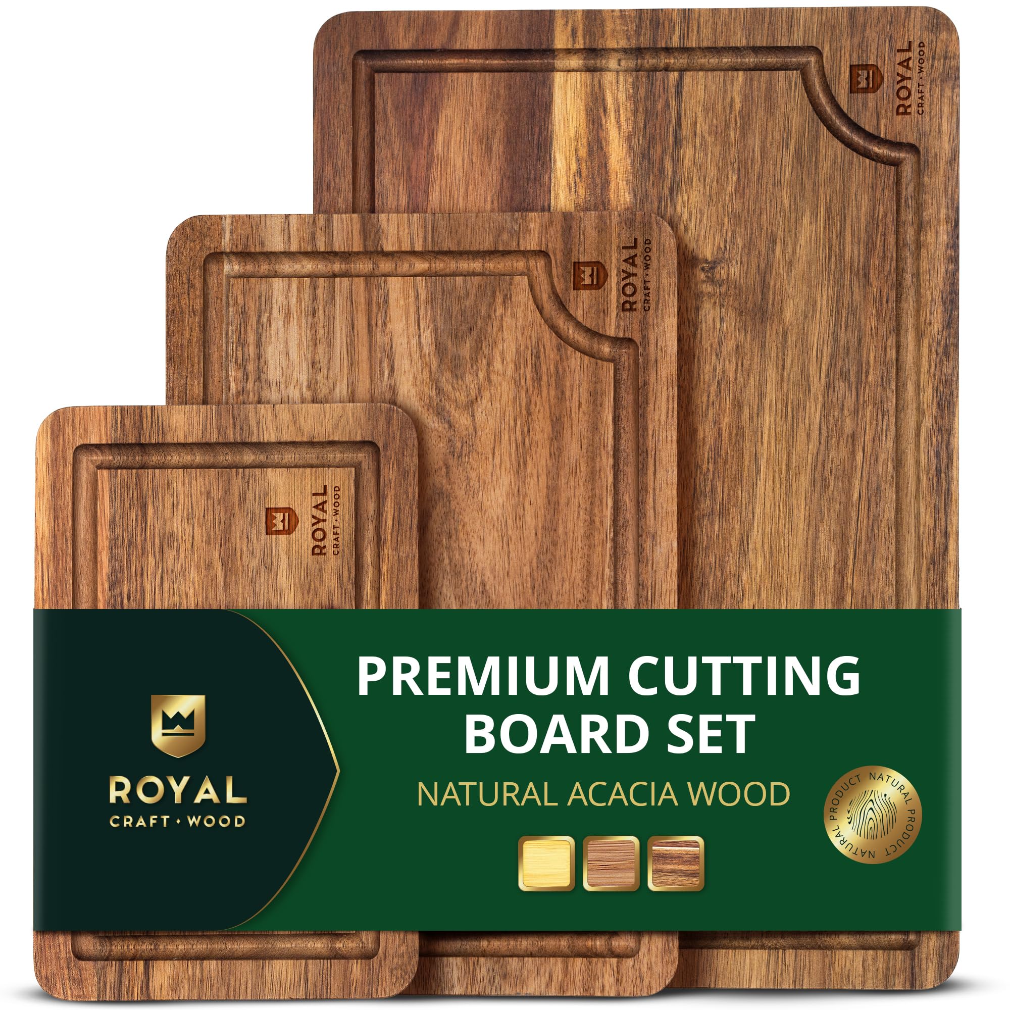 Conjunto ROYAL CRAFT WOOD: tres tablas de acacia para cocinar y presentar con estilo.