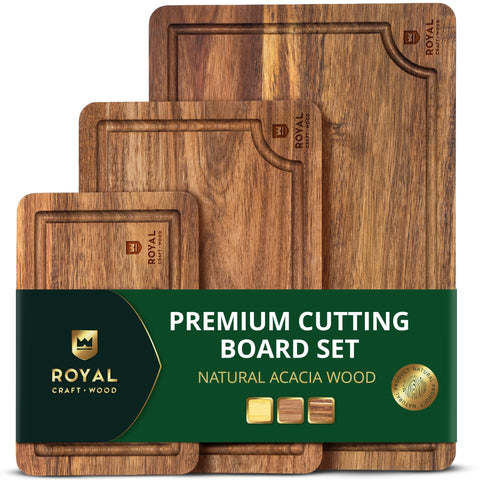 Conjunto ROYAL CRAFT WOOD: tres tablas de acacia para cocinar y presentar con estilo.