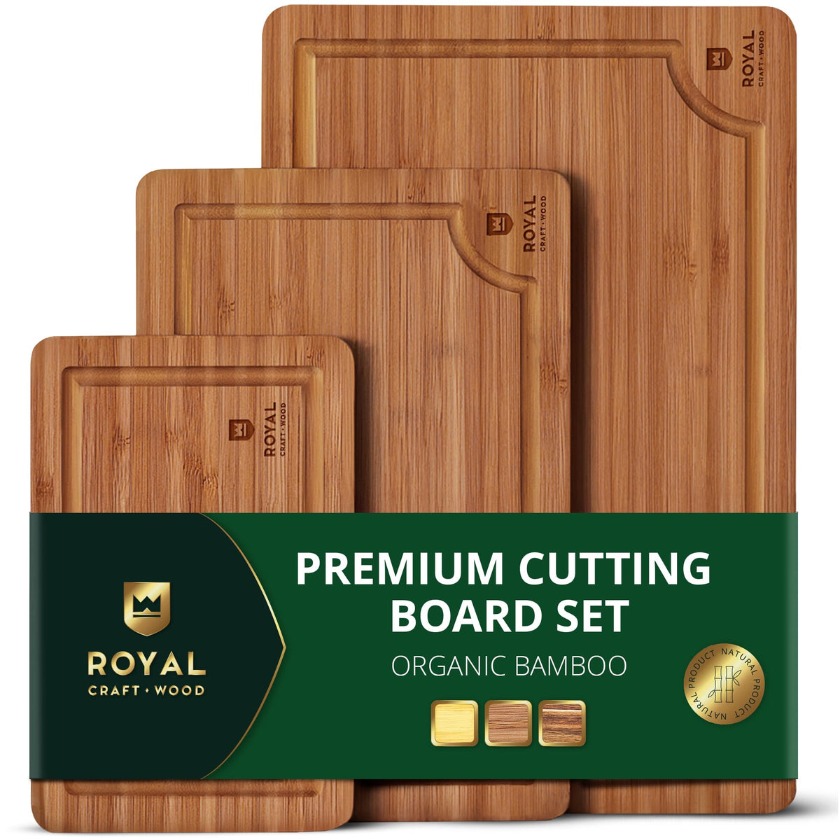 ROYAL CRAFT WOOD: tabla de cortar 15x10 con canal de jugos para carnes y frutas
