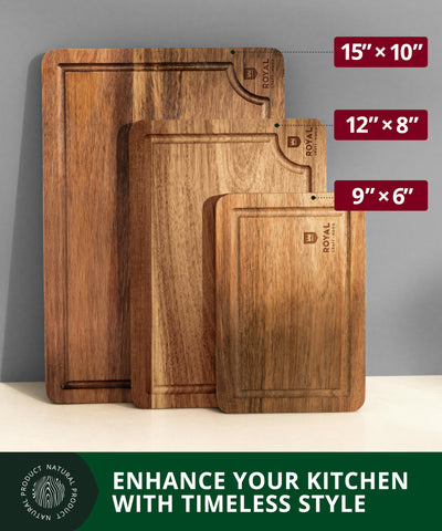 Tabla de corte pequeña ROYAL CRAFT WOOD en acacia, ideal para frutas.