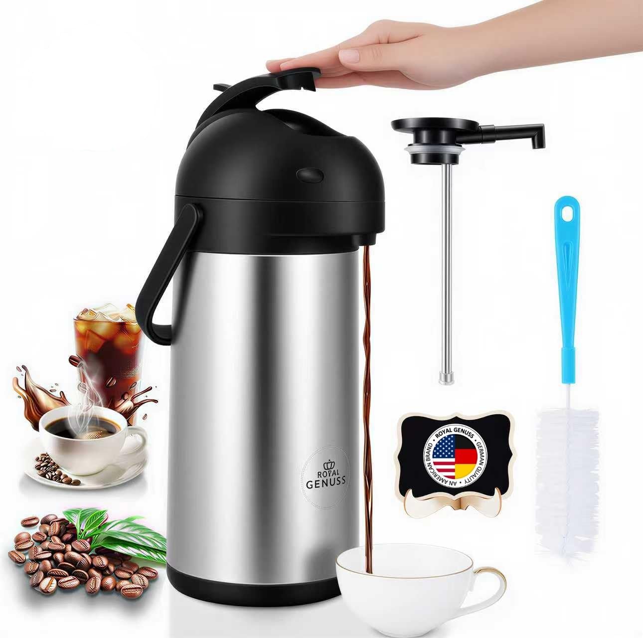 Royal Genuss Airpot con bomba integrada para servir café caliente rápidamente