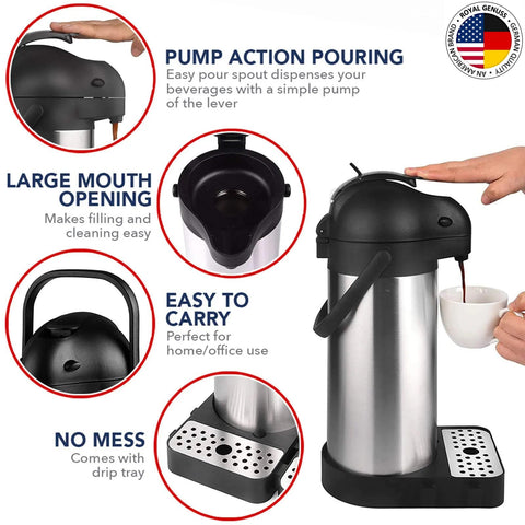 Royal Genuss AirPot carafa acero inoxidable: conserva bebidas a temperatura óptima.