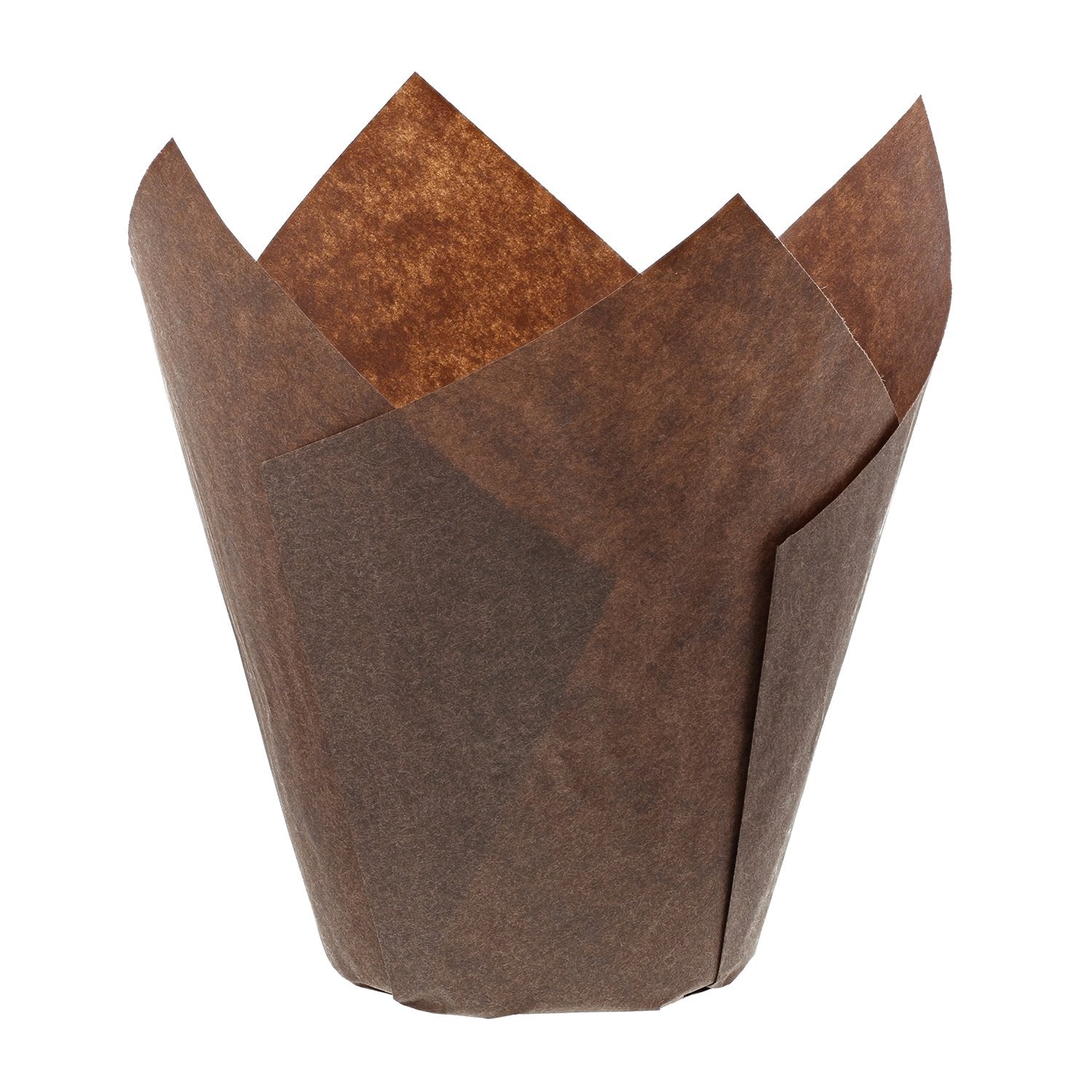 Royal marrón estilo tulipán, copa para hornear con acabado elegante.