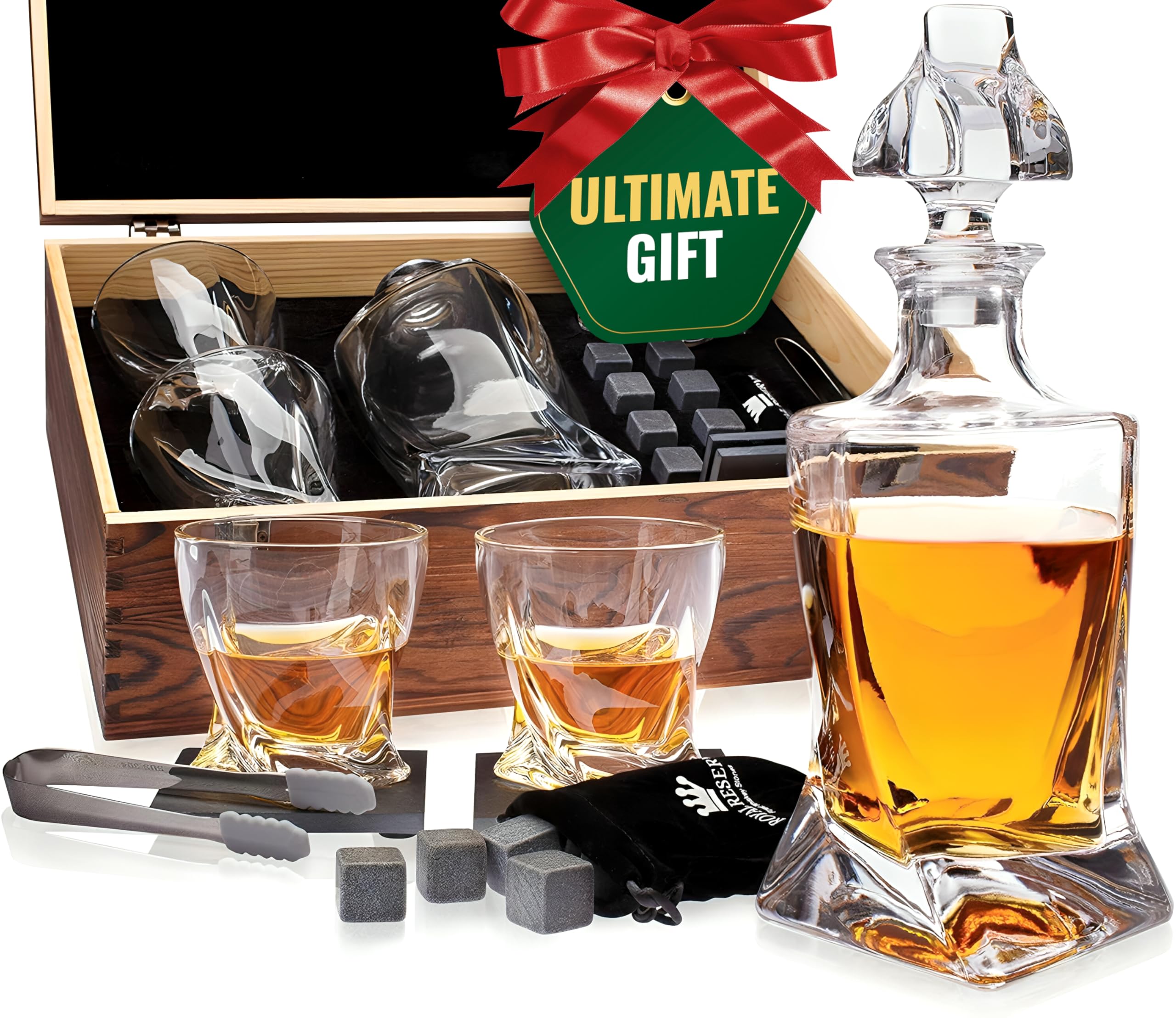 Royal Reserve decantador de bourbon trenzado 24 oz para servicio elegante